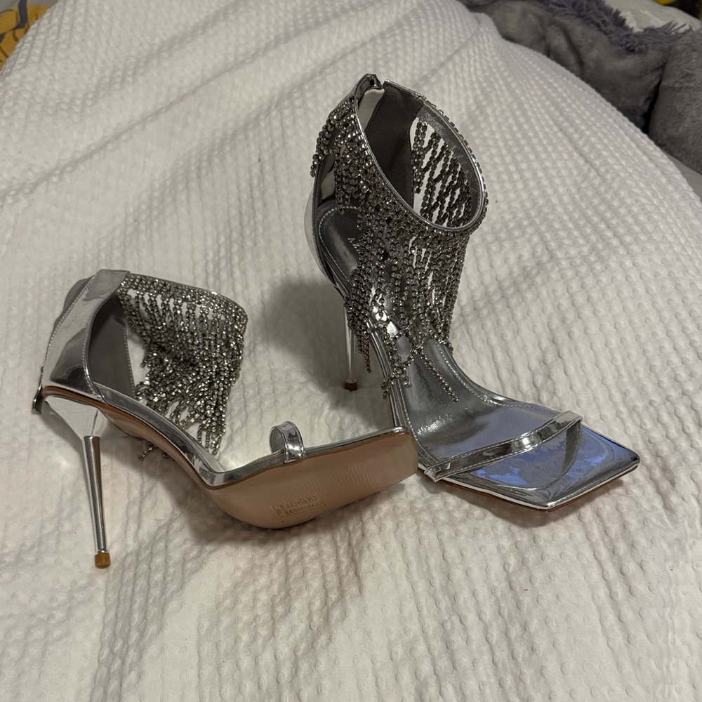 Glamorous Silver Embellished Heels